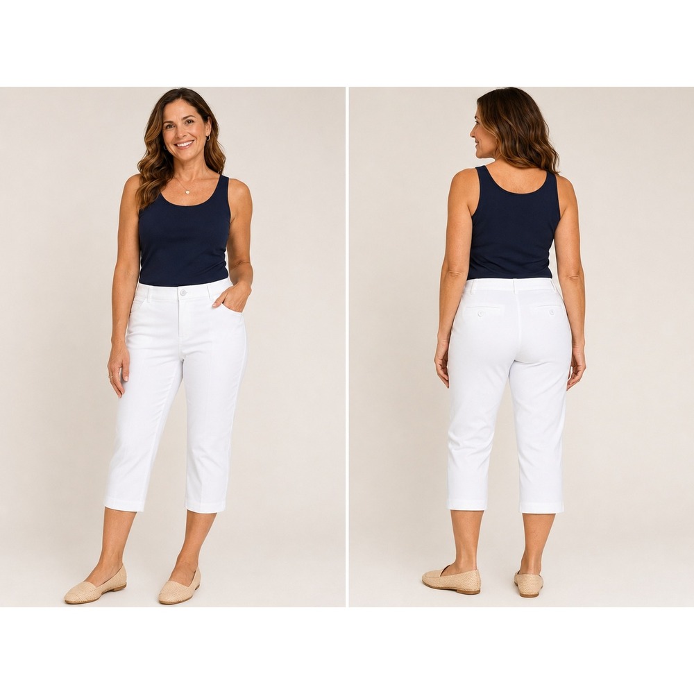 Jones New York Signature White Stretch Capri Pants Cropped 16 Need‎ to rehem leg